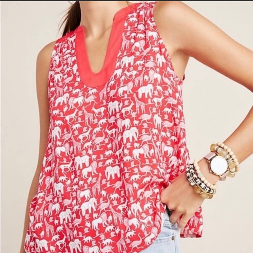 MAEVE ANTHROPOLOGIE Safari Print Tank Top US 0